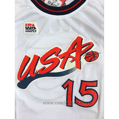 Camiseta USA 1996 Hakeem Olajuwon #15 Blanco